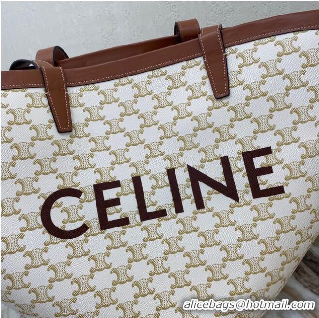 Best Price Celine MEDIUM COUFFIN BAG IN TRIOMPHE CANVAS CELINE PRINT 196262 WHITE