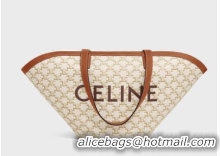 Best Price Celine MEDIUM COUFFIN BAG IN TRIOMPHE CANVAS CELINE PRINT 196262 WHITE