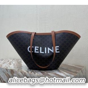 Shop Grade Celine MEDIUM COUFFIN BAG IN TRIOMPHE CANVAS CELINE PRINT 196262 black