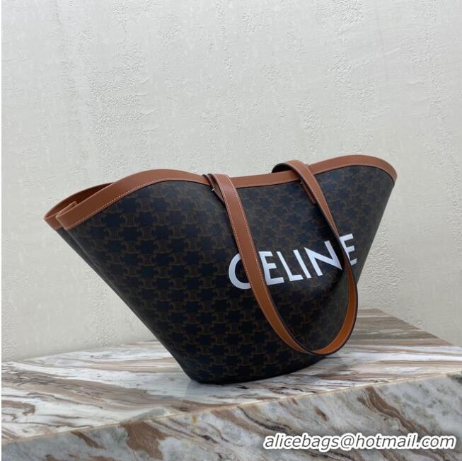 Shop Grade Celine MEDIUM COUFFIN BAG IN TRIOMPHE CANVAS CELINE PRINT 196262 black