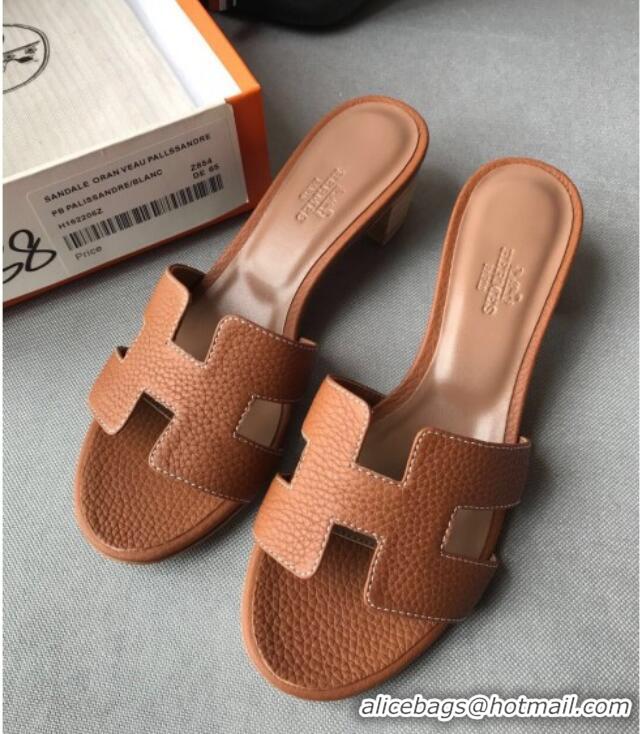 Good Product Hermes Oasis Sandal in in Togo Grainy Calfskin With 5cm Heel 040371 Brown 2021