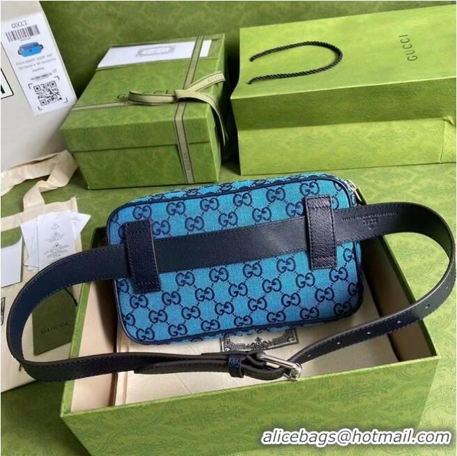 Inexpensive Gucci diagonal matelasse GG canvas Belt Bag 658657 Blue