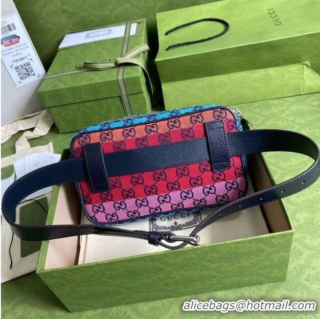 Discount Gucci diagonal matelasse GG canvas Belt Bag 658657 green yellowred pink