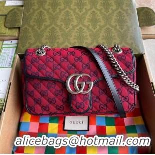 Top Design Gucci GG Marmont multicolor small shoulder bag 443497 Red