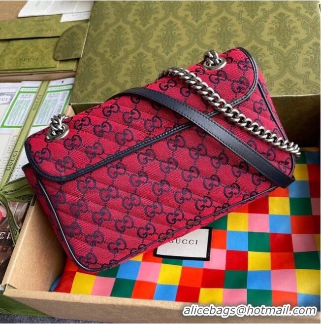 Top Design Gucci GG Marmont multicolor small shoulder bag 443497 Red