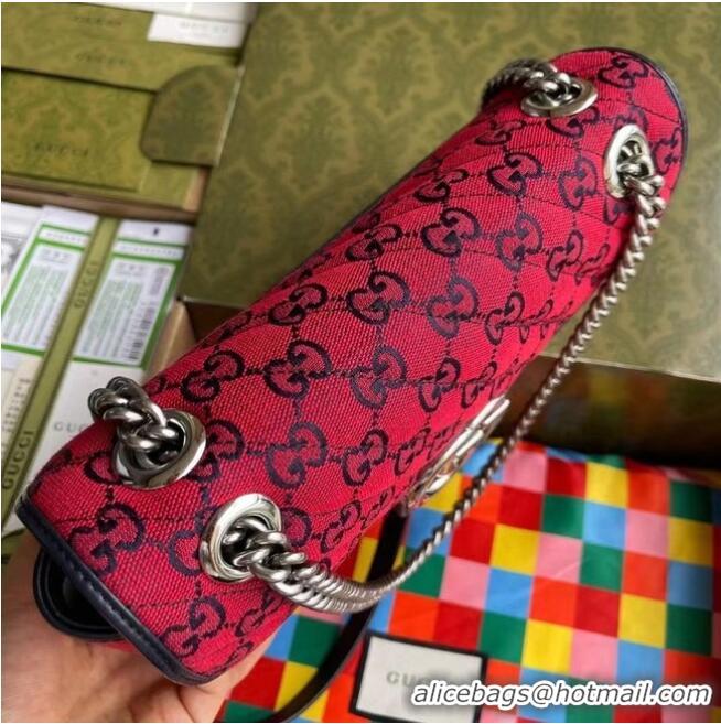 Top Design Gucci GG Marmont multicolor small shoulder bag 443497 Red