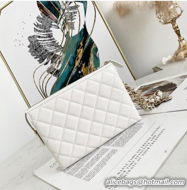 Inexpensive Chanel Grained Calfskin Clutch Bag 81050 White