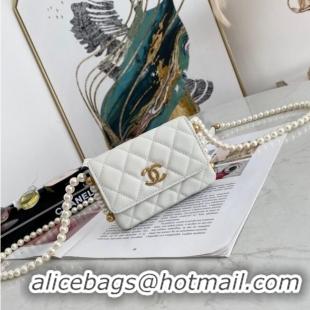 Top Quality Chanel flap coin purse with chain 81085 White