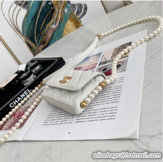 Top Quality Chanel flap coin purse with chain 81085 White