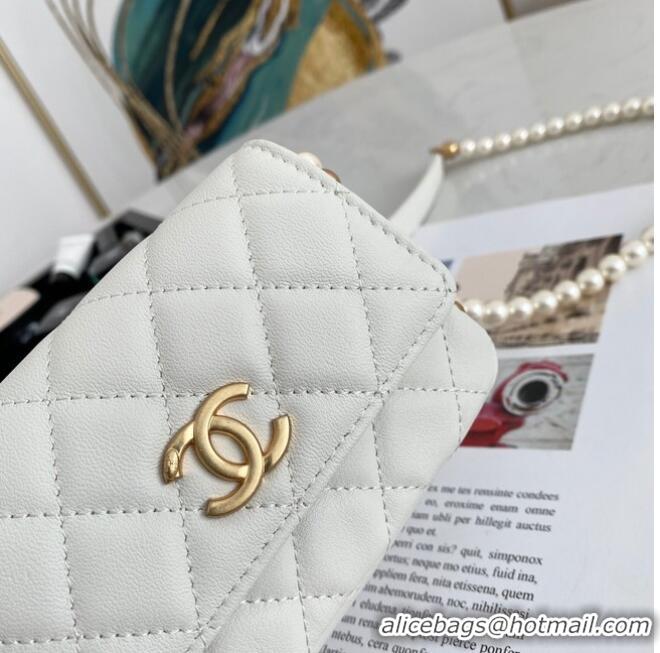 Top Quality Chanel flap coin purse with chain 81085 White