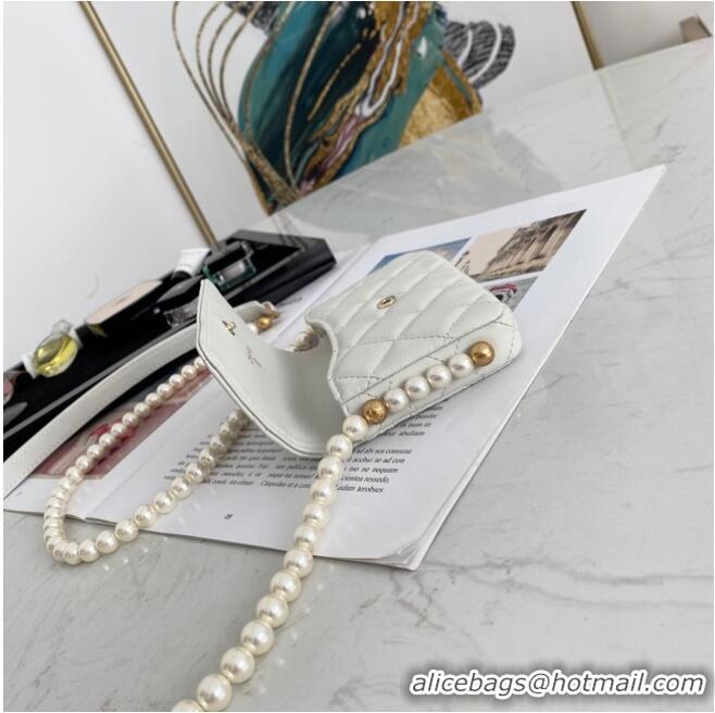 Top Quality Chanel flap coin purse with chain 81085 White