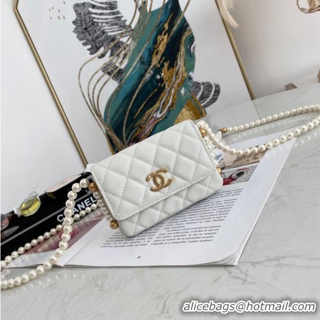 Top Quality Chanel flap coin purse with chain 81085 White