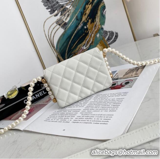 Top Quality Chanel flap coin purse with chain 81085 White