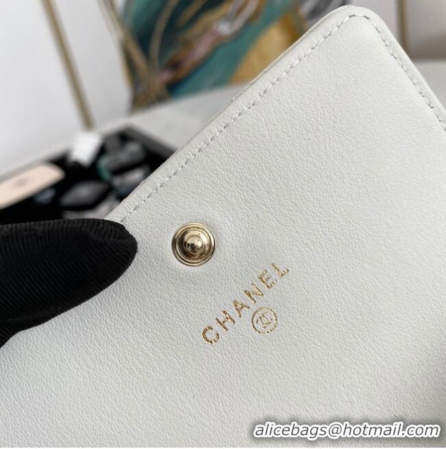 Top Quality Chanel flap coin purse with chain 81085 White