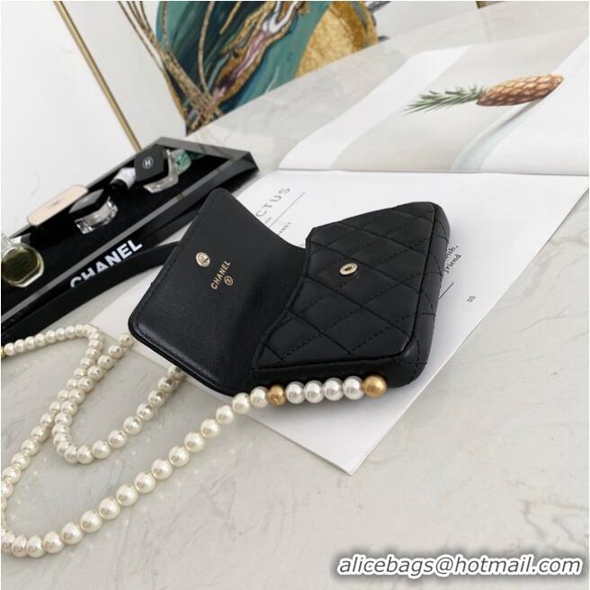 Popular Style Chanel flap coin purse with chain 81085 Black