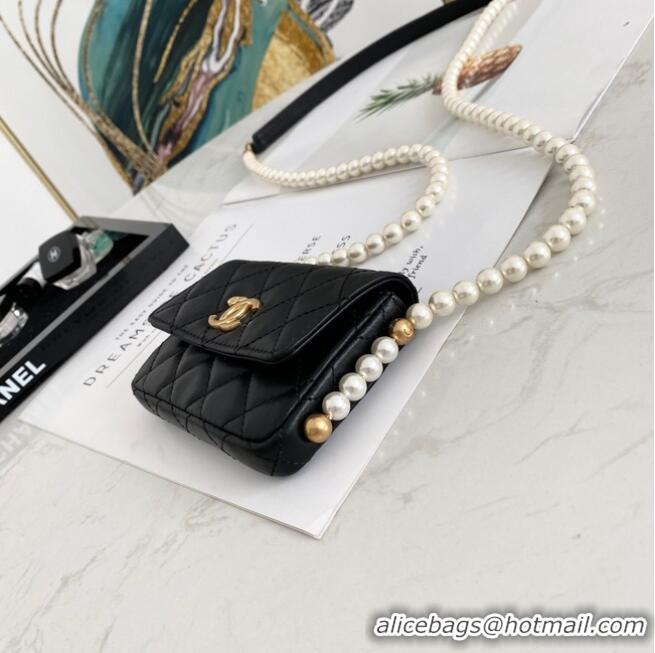 Popular Style Chanel flap coin purse with chain 81085 Black