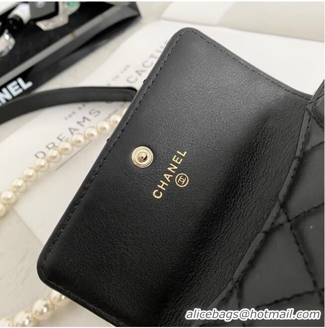 Popular Style Chanel flap coin purse with chain 81085 Black