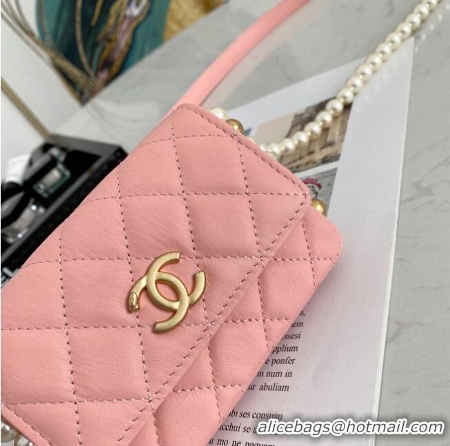 Good Product Chanel flap coin purse with chain 81085 Pink