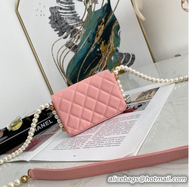 Good Product Chanel flap coin purse with chain 81085 Pink