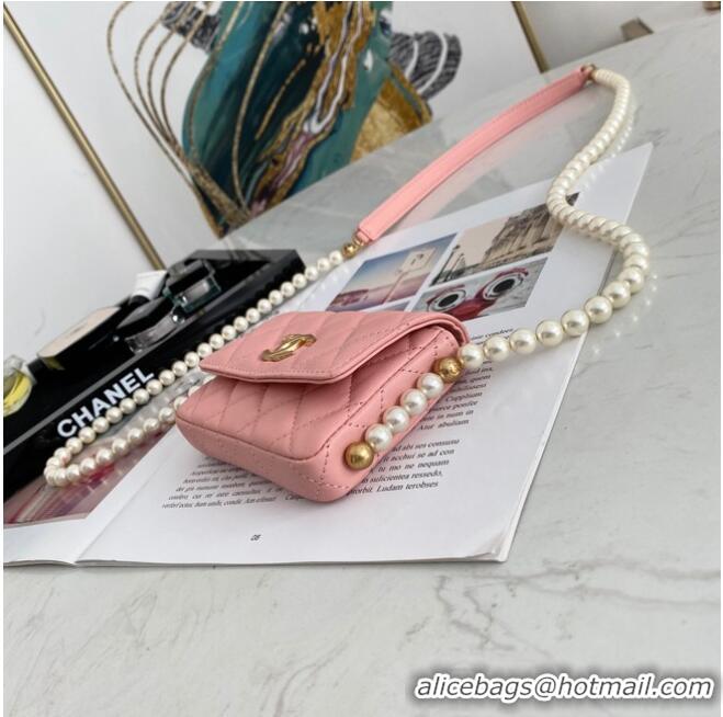 Good Product Chanel flap coin purse with chain 81085 Pink