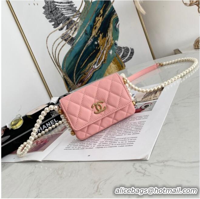 Good Product Chanel flap coin purse with chain 81085 Pink