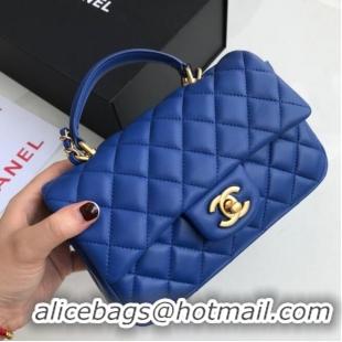 Famous Brand CHANEL mini flap bag with top handle AS2431 Blue