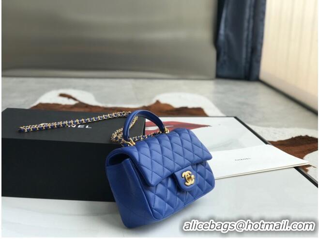 Famous Brand CHANEL mini flap bag with top handle AS2431 Blue