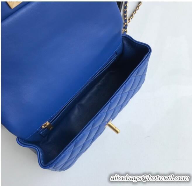 Famous Brand CHANEL mini flap bag with top handle AS2431 Blue