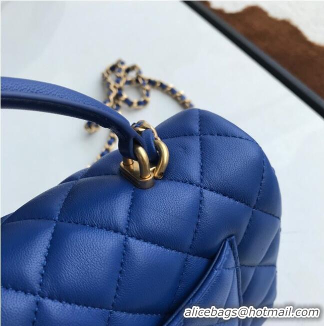 Famous Brand CHANEL mini flap bag with top handle AS2431 Blue