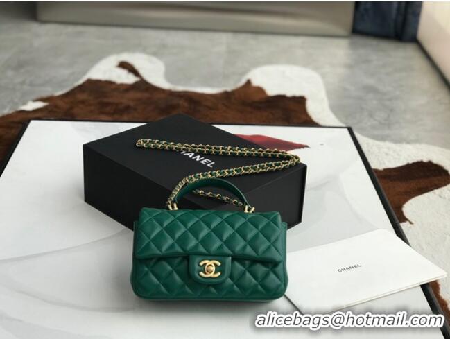 Trendy Design CHANEL mini flap bag with top handle AS2431 Green