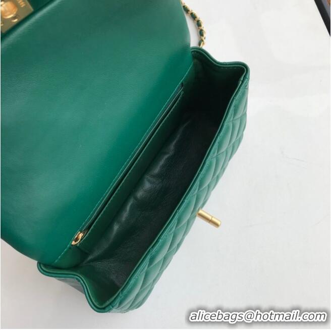 Trendy Design CHANEL mini flap bag with top handle AS2431 Green