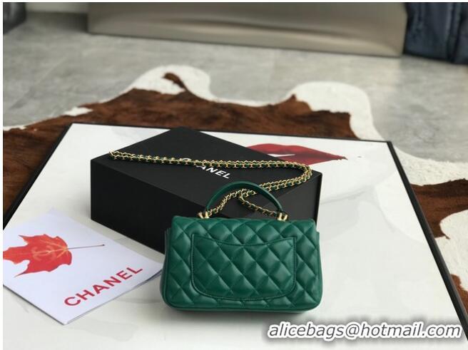 Trendy Design CHANEL mini flap bag with top handle AS2431 Green