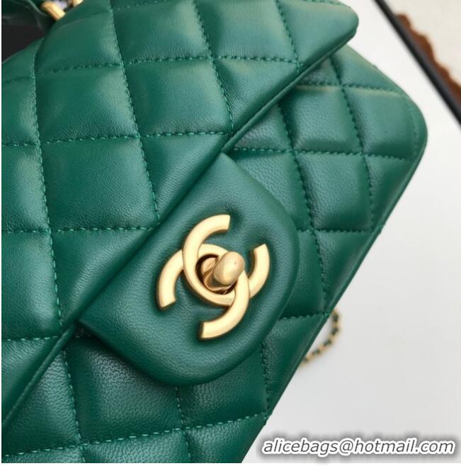 Trendy Design CHANEL mini flap bag with top handle AS2431 Green