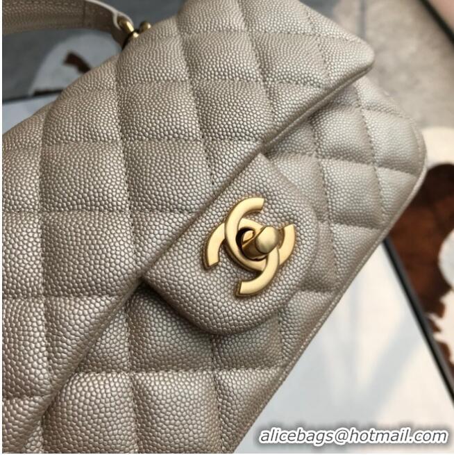 Grade Quality CHANEL mini flap bag with top handle AS2431 Apricot