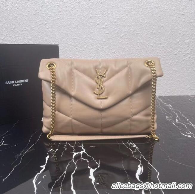 Discount Yves Saint Laurent LOULOU PUFFER SMALL BAG IN QUILTED LAMBSKIN 577476 ANEMONE Apricot