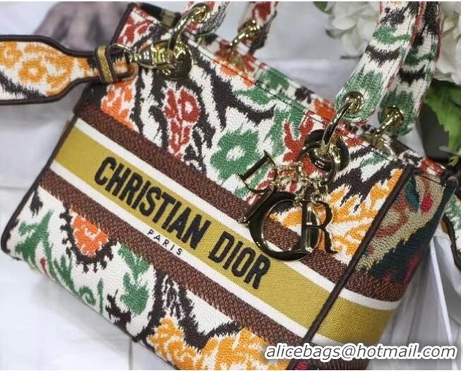 Top Quality MEDIUM LADY D-LITE BAG M0565O Yellow Multicolor Dior Paisley Embroidery