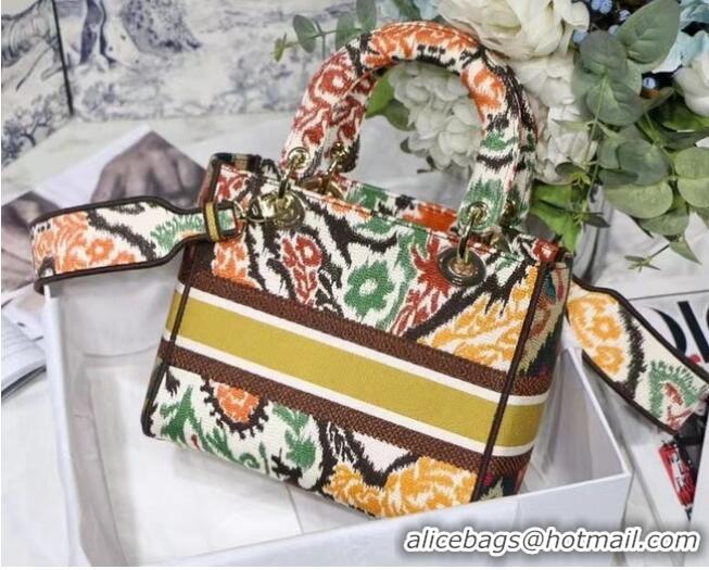 Top Quality MEDIUM LADY D-LITE BAG M0565O Yellow Multicolor Dior Paisley Embroidery