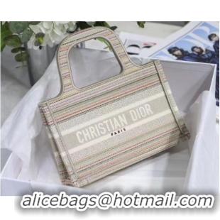 Buy Discount MINI DIOR BOOK TOTE Multicolor Stripes Embroidery S5475Z