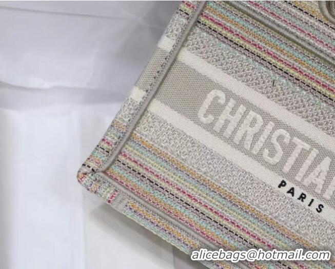 Buy Discount MINI DIOR BOOK TOTE Multicolor Stripes Embroidery S5475Z