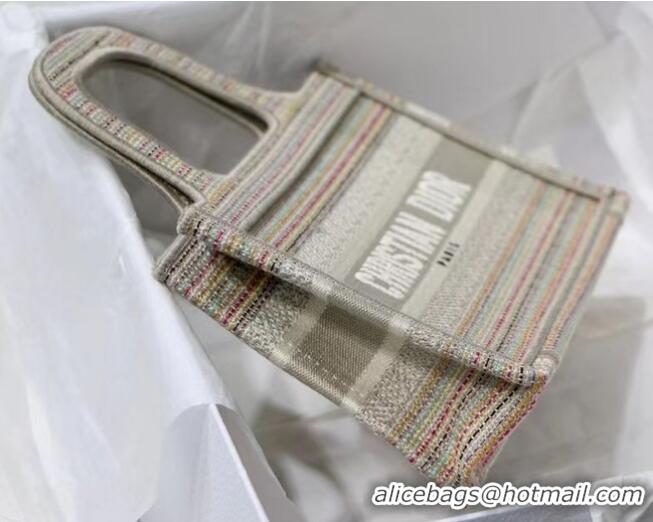 Buy Discount MINI DIOR BOOK TOTE Multicolor Stripes Embroidery S5475Z