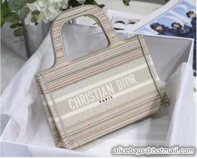 Buy Discount MINI DIOR BOOK TOTE Multicolor Stripes Embroidery S5475Z