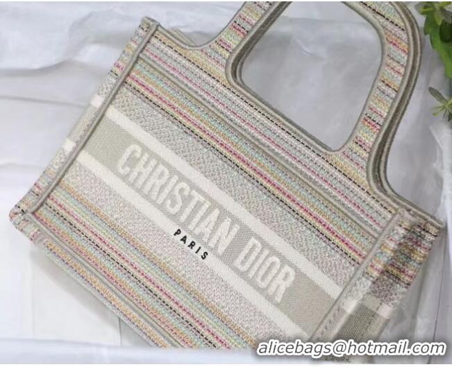 Buy Discount MINI DIOR BOOK TOTE Multicolor Stripes Embroidery S5475Z