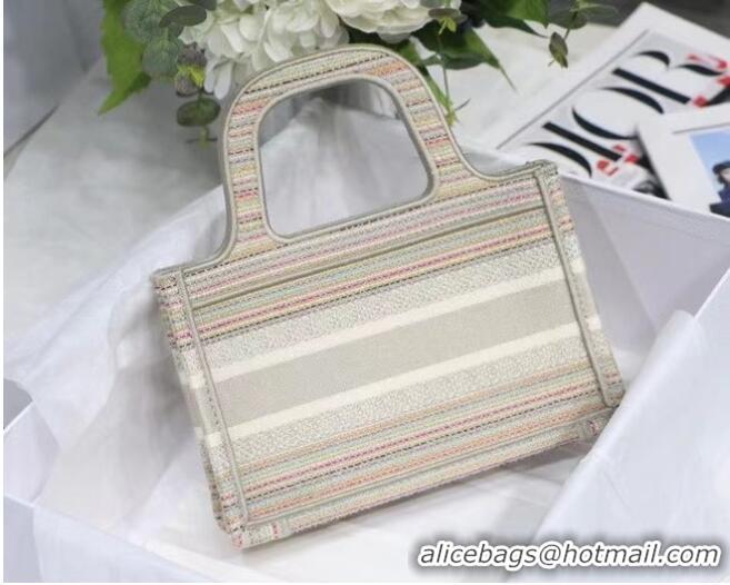 Buy Discount MINI DIOR BOOK TOTE Multicolor Stripes Embroidery S5475Z