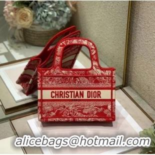 Luxury Cheap MINI DIOR BOOK TOTE Embroidery S5475Z Red