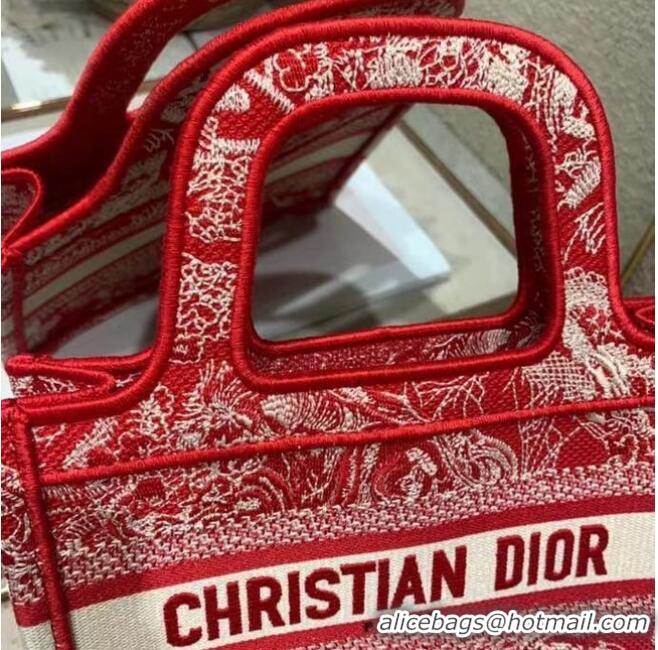 Luxury Cheap MINI DIOR BOOK TOTE Embroidery S5475Z Red