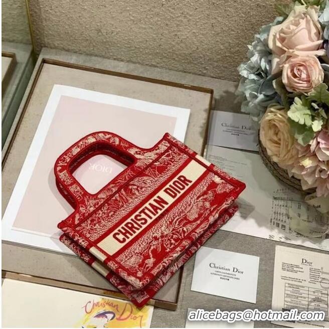 Luxury Cheap MINI DIOR BOOK TOTE Embroidery S5475Z Red