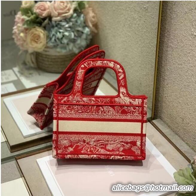 Luxury Cheap MINI DIOR BOOK TOTE Embroidery S5475Z Red