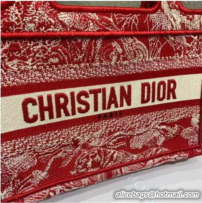 Luxury Cheap MINI DIOR BOOK TOTE Embroidery S5475Z Red