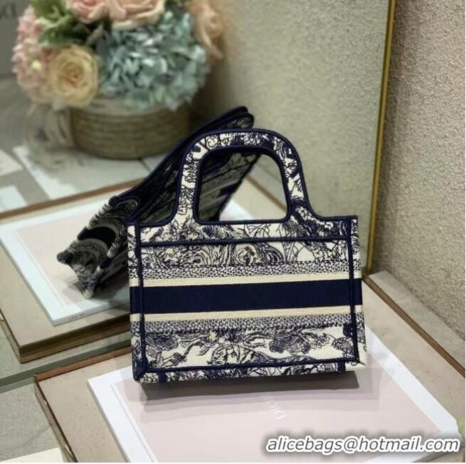 Best Price MINI DIOR BOOK TOTE Embroidery S5475Z Blue