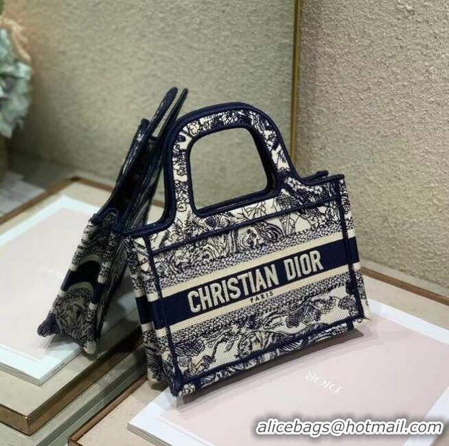 Best Price MINI DIOR BOOK TOTE Embroidery S5475Z Blue